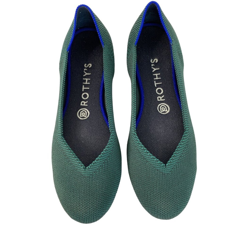 Rothy's Women's Ballet Flats 7.5 Green Textile Upper Rubber Sole 7267 Comfort
